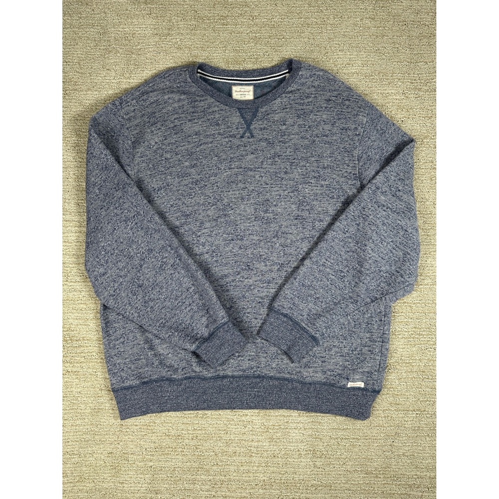 Weatherproof Vintage Mens XL Blue Heathered Crewneck Sweatirt Marl Knit V-Stitch